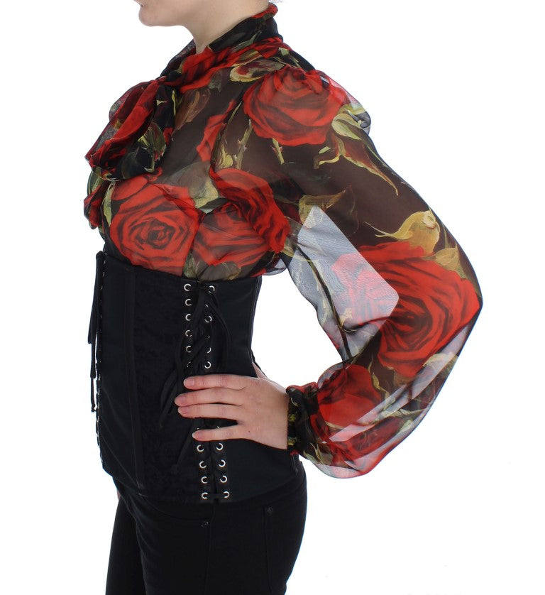 Ceinture-corset à taille haute en stretch noir de Dolce &amp; Gabbana