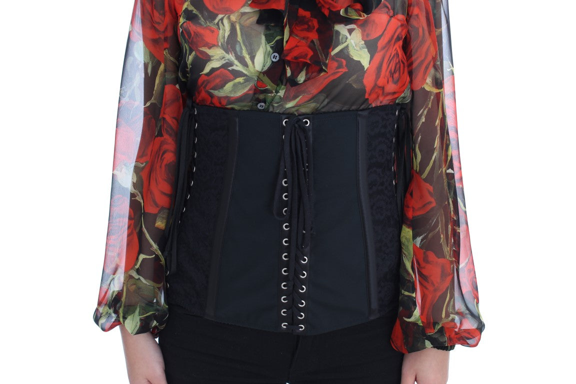 Ceinture-corset à taille haute en stretch noir de Dolce &amp; Gabbana