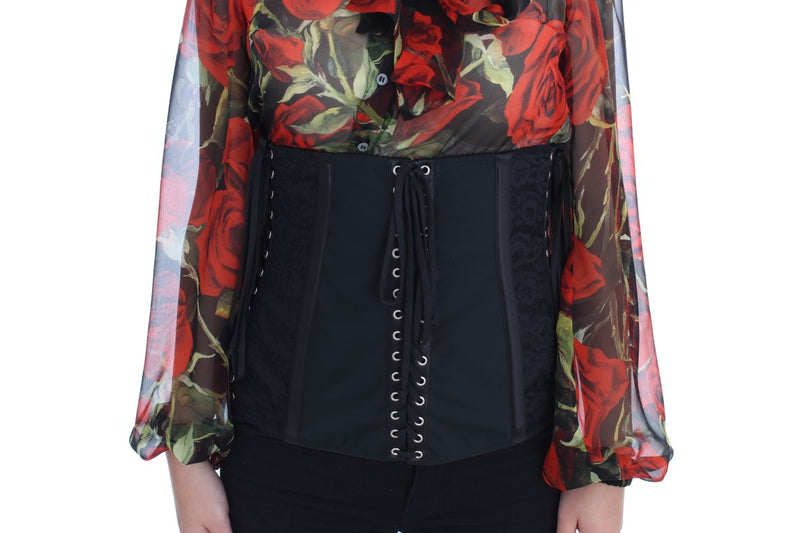 Ceinture-corset à taille haute en stretch noir de Dolce &amp; Gabbana