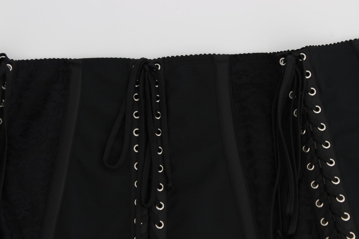 Ceinture-corset à taille haute en stretch noir de Dolce &amp; Gabbana