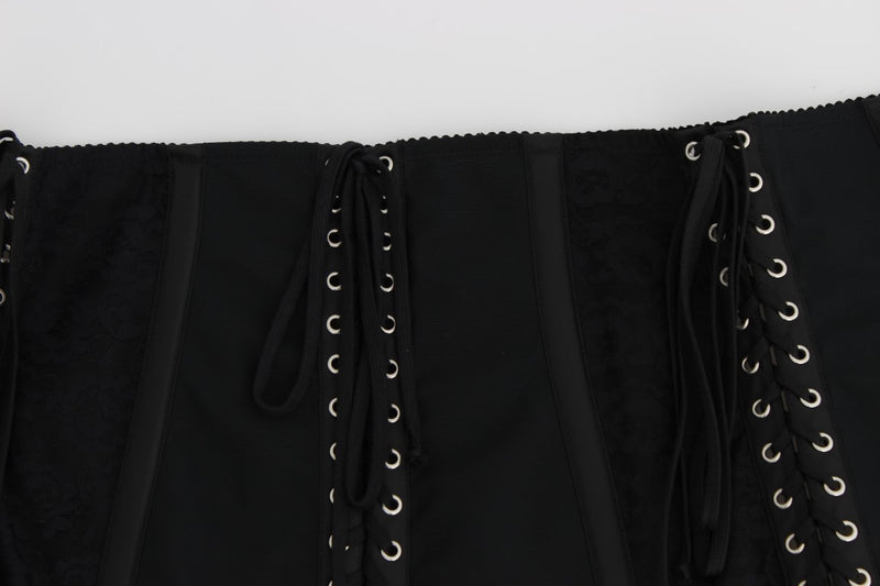 Ceinture-corset à taille haute en stretch noir de Dolce &amp; Gabbana