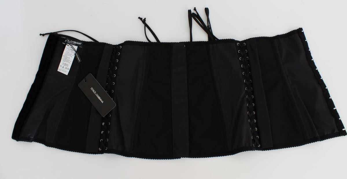 Ceinture-corset à taille haute en stretch noir de Dolce &amp; Gabbana