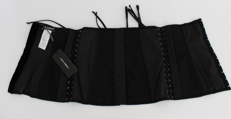 Ceinture-corset à taille haute en stretch noir de Dolce &amp; Gabbana
