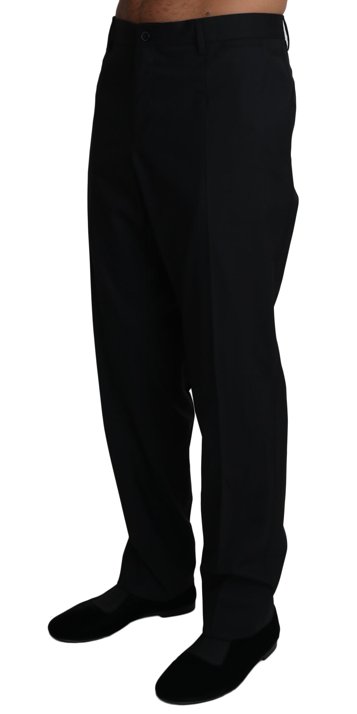 Pantalon habillé en laine stretch noire Dolce &amp; Gabbana