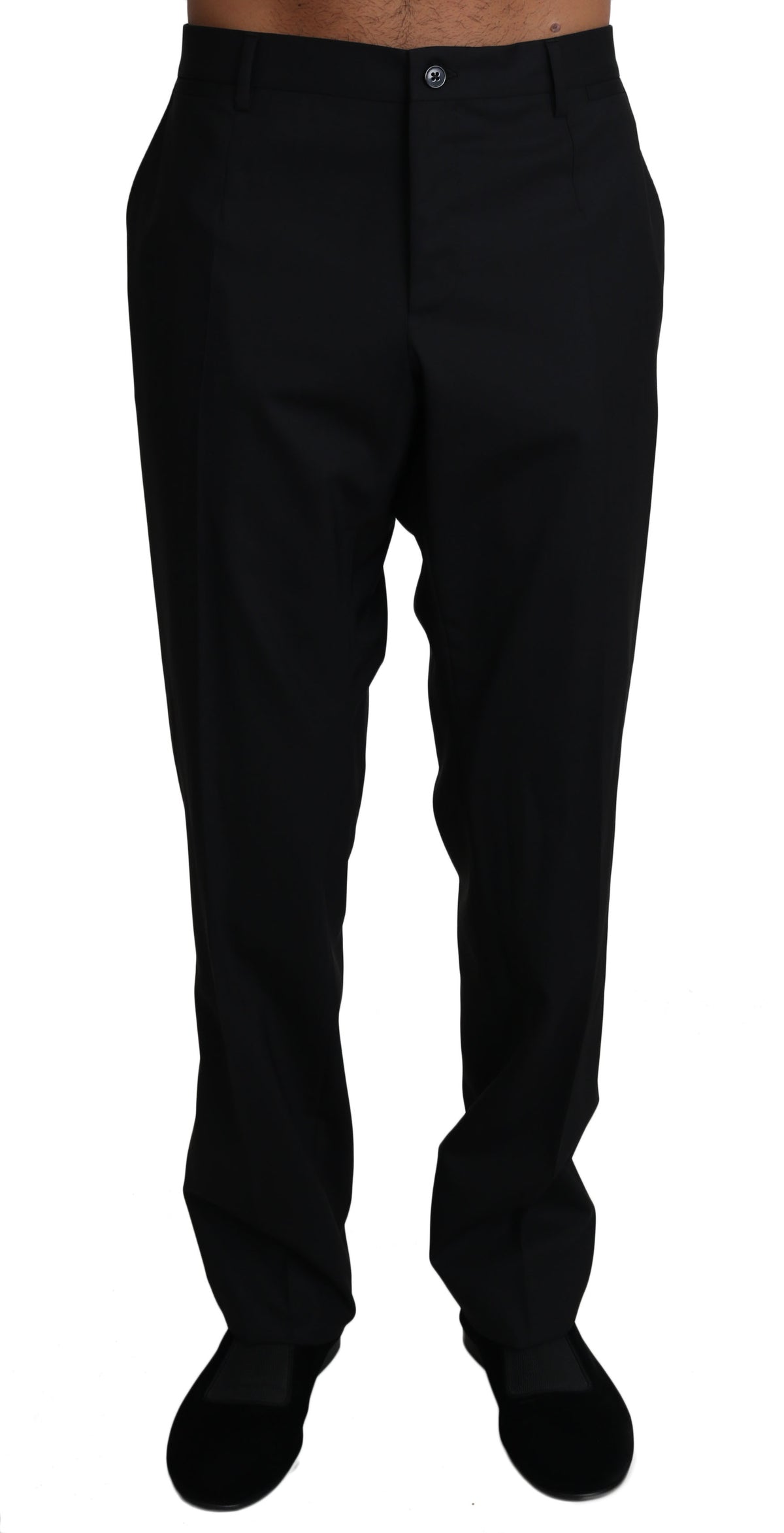 Pantalon habillé en laine stretch noire Dolce &amp; Gabbana