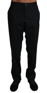 Pantalon habillé en laine stretch noire Dolce &amp; Gabbana