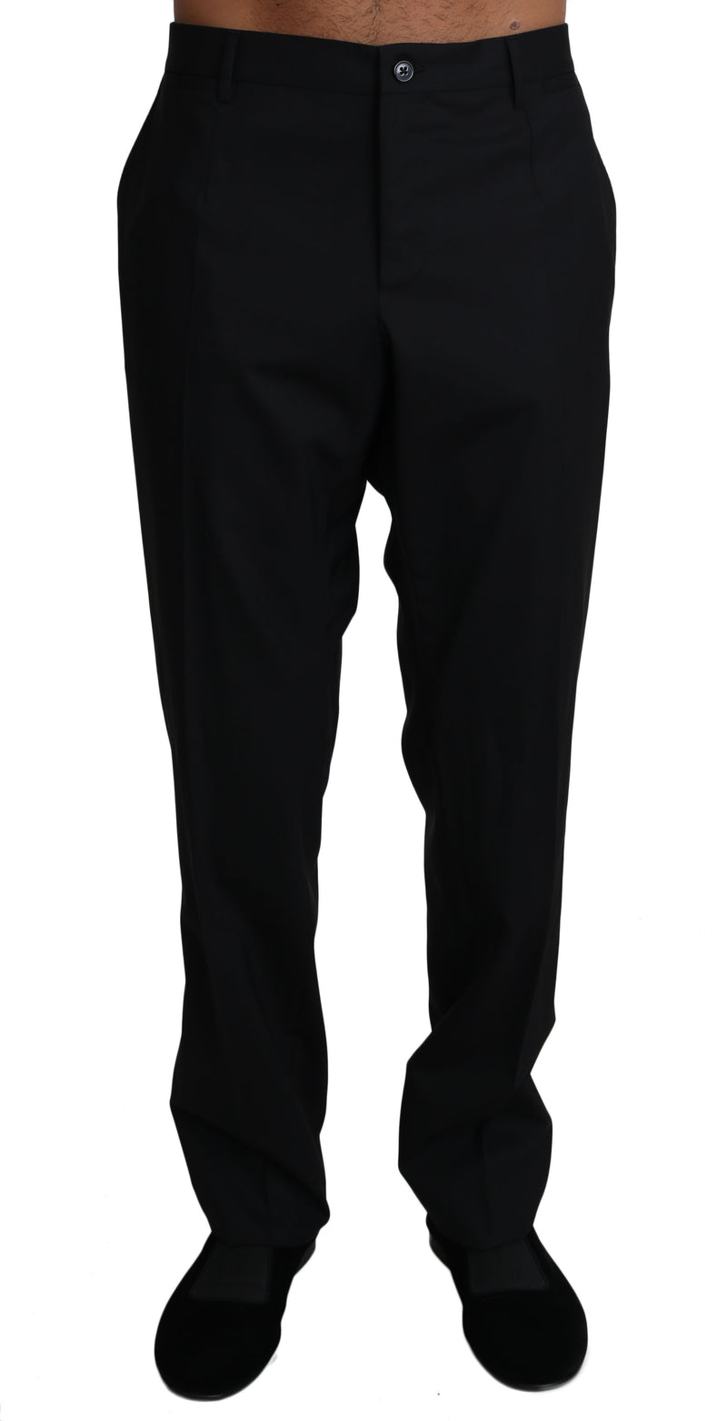 Pantalon habillé en laine stretch noire Dolce &amp; Gabbana