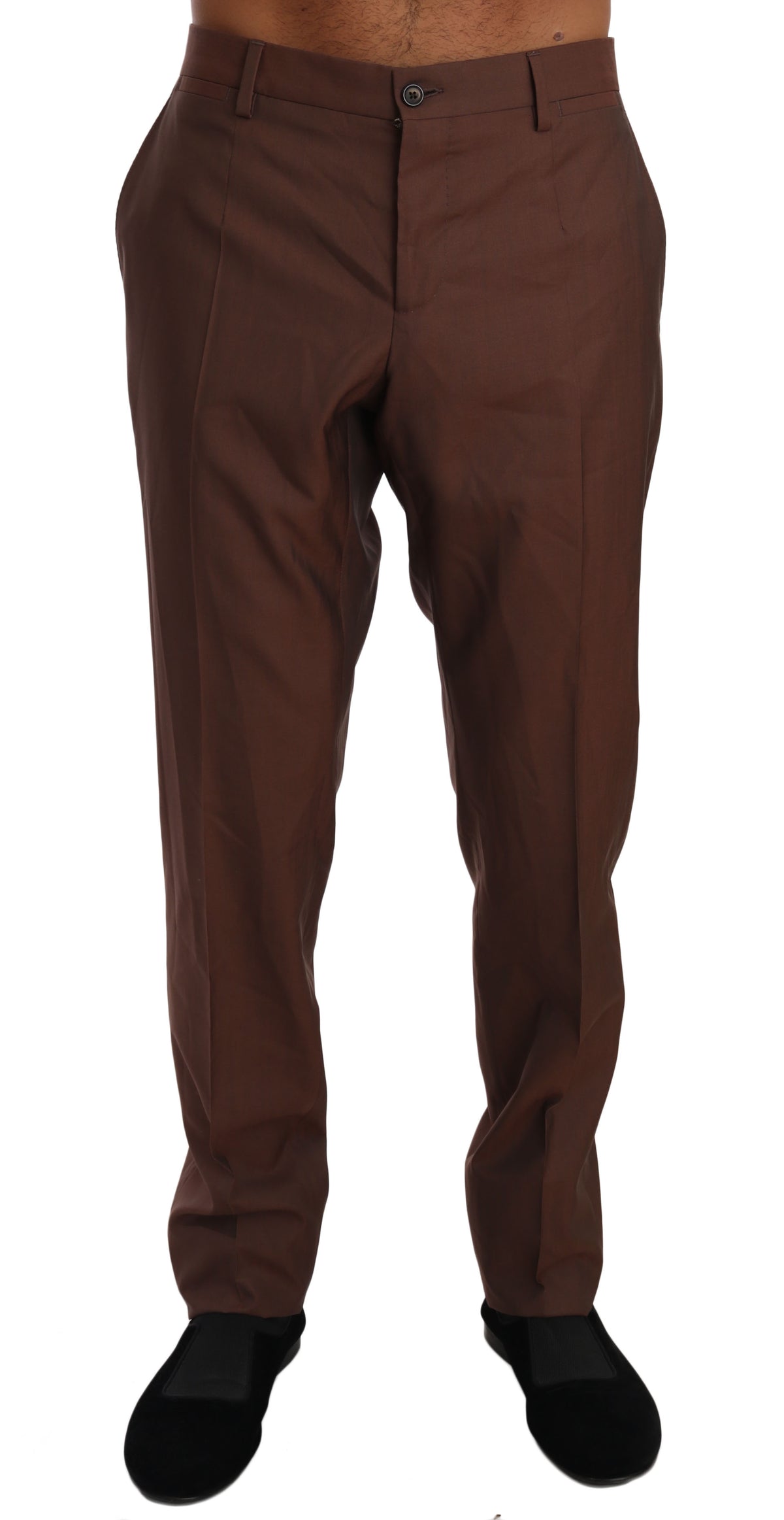 Pantalon habillé Dolce &amp; Gabbana en laine et soie marron