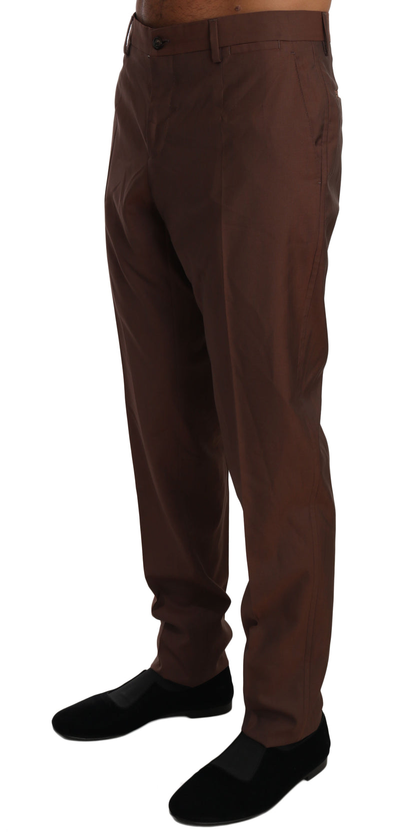 Pantalon habillé Dolce &amp; Gabbana en laine et soie marron