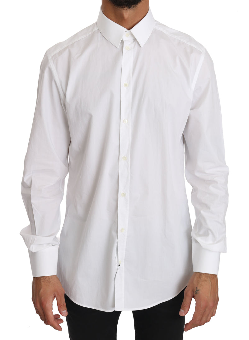 Chemise habillée Dolce &amp; Gabbana blanche en coton doré