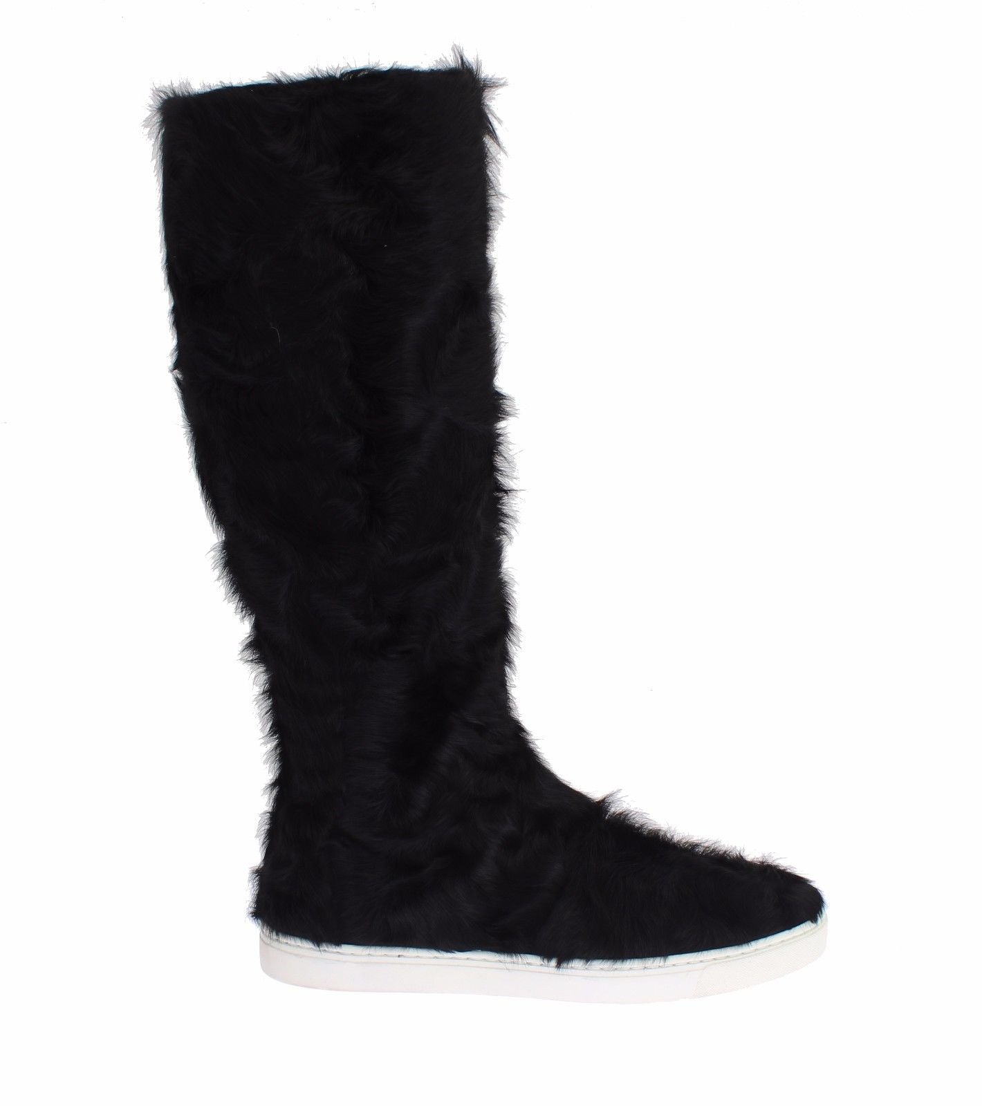 Bottines en cuir et fourrure de mouton Xiangao noires de Dolce & Gabbana