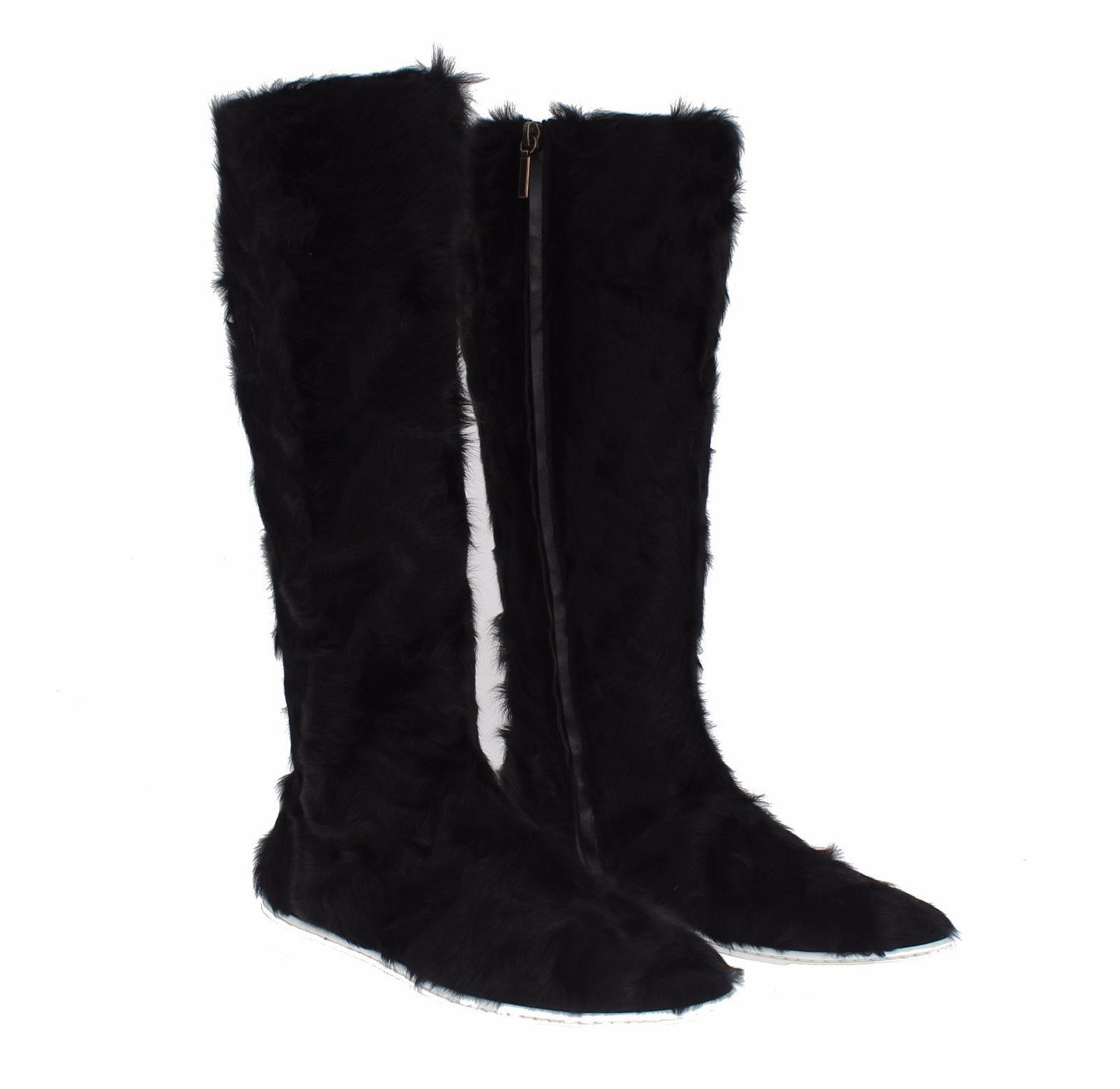 Bottines en cuir et fourrure de mouton Xiangao noires de Dolce & Gabbana