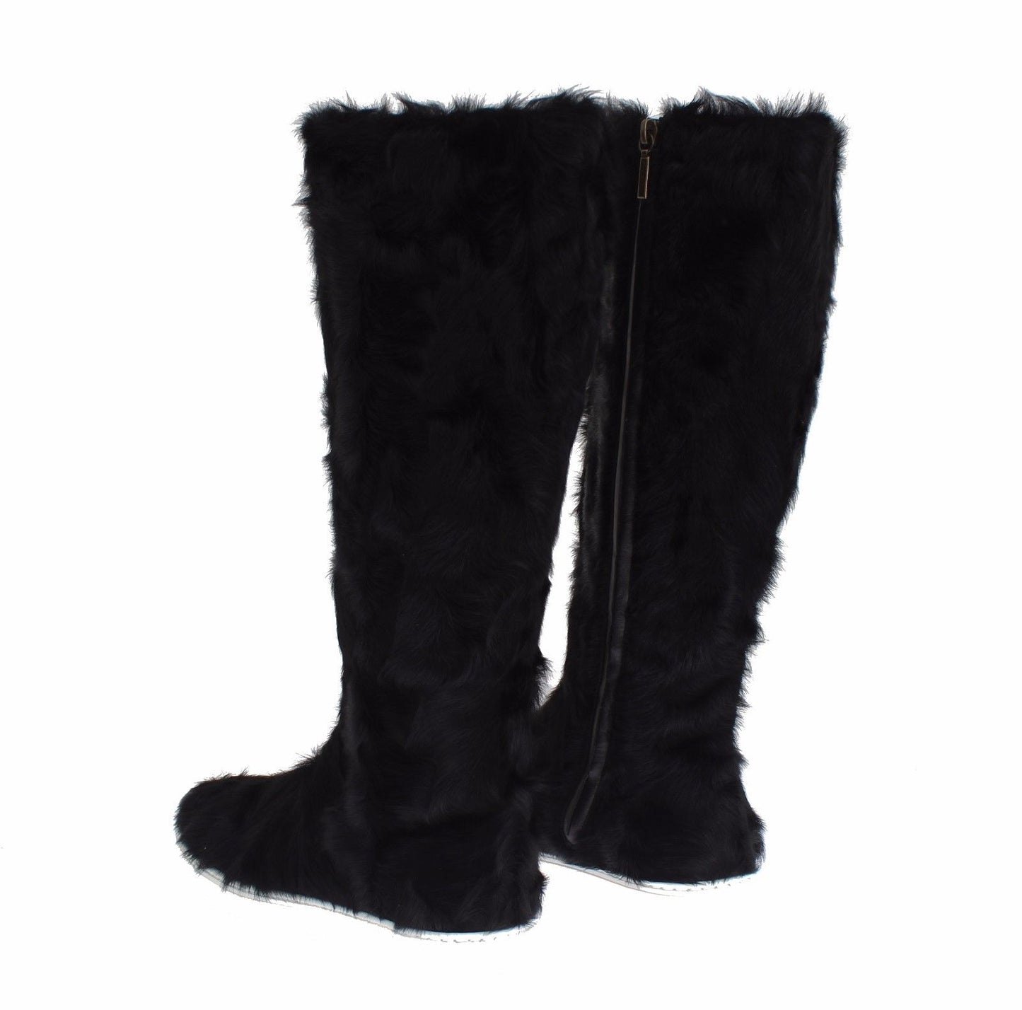 Bottines en cuir et fourrure de mouton Xiangao noires de Dolce & Gabbana