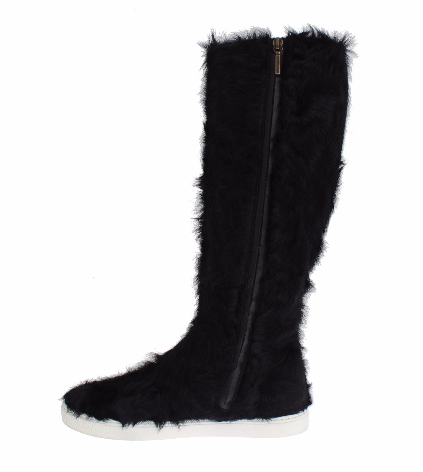 Bottines en cuir et fourrure de mouton Xiangao noires de Dolce & Gabbana