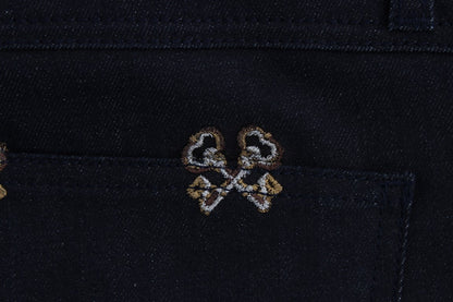Jeans KATE slim bleu brodé avec broderies de clés de Dolce & Gabbana