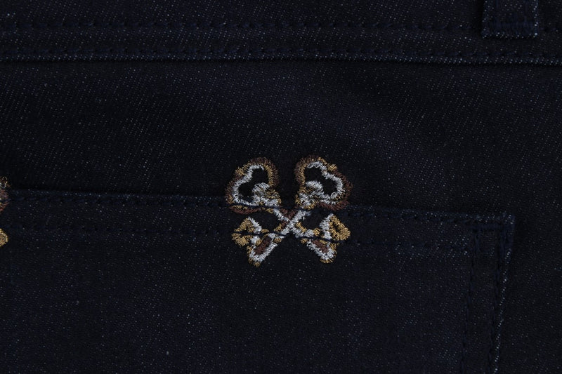 Jeans KATE slim bleu brodé avec broderies de clés de Dolce &amp; Gabbana