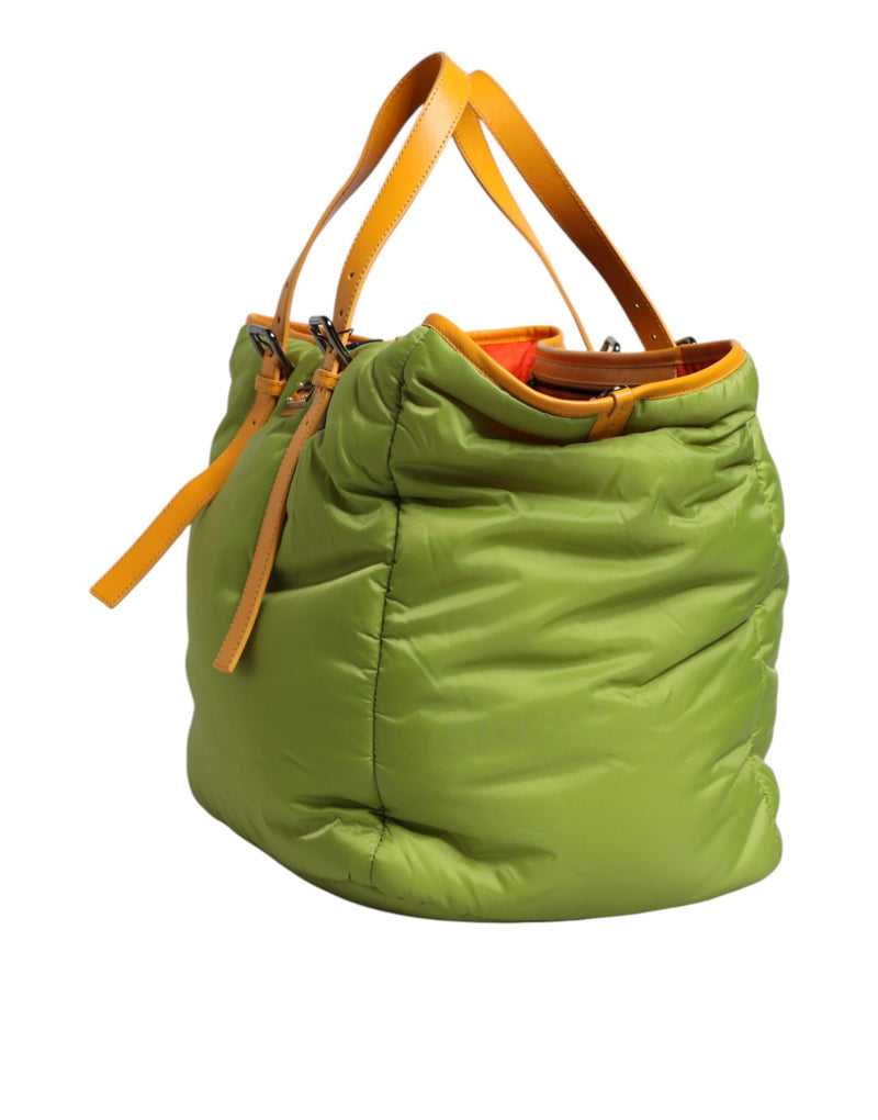 Dolce & Gabbana Sac Tote Crossbody en Nylon Vert avec Logo