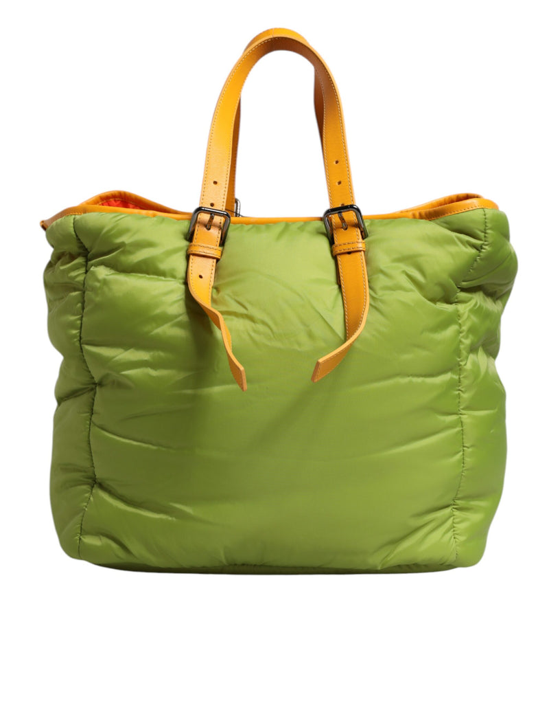 Dolce & Gabbana Sac Tote Crossbody en Nylon Vert avec Logo