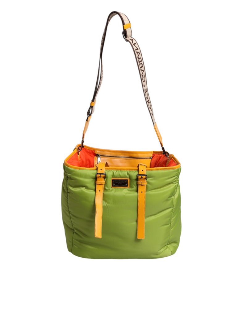 Dolce & Gabbana Sac Tote Crossbody en Nylon Vert avec Logo