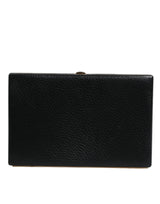 Dolce & Gabbana Black Leather Gold Frame Clutch Evening Purse