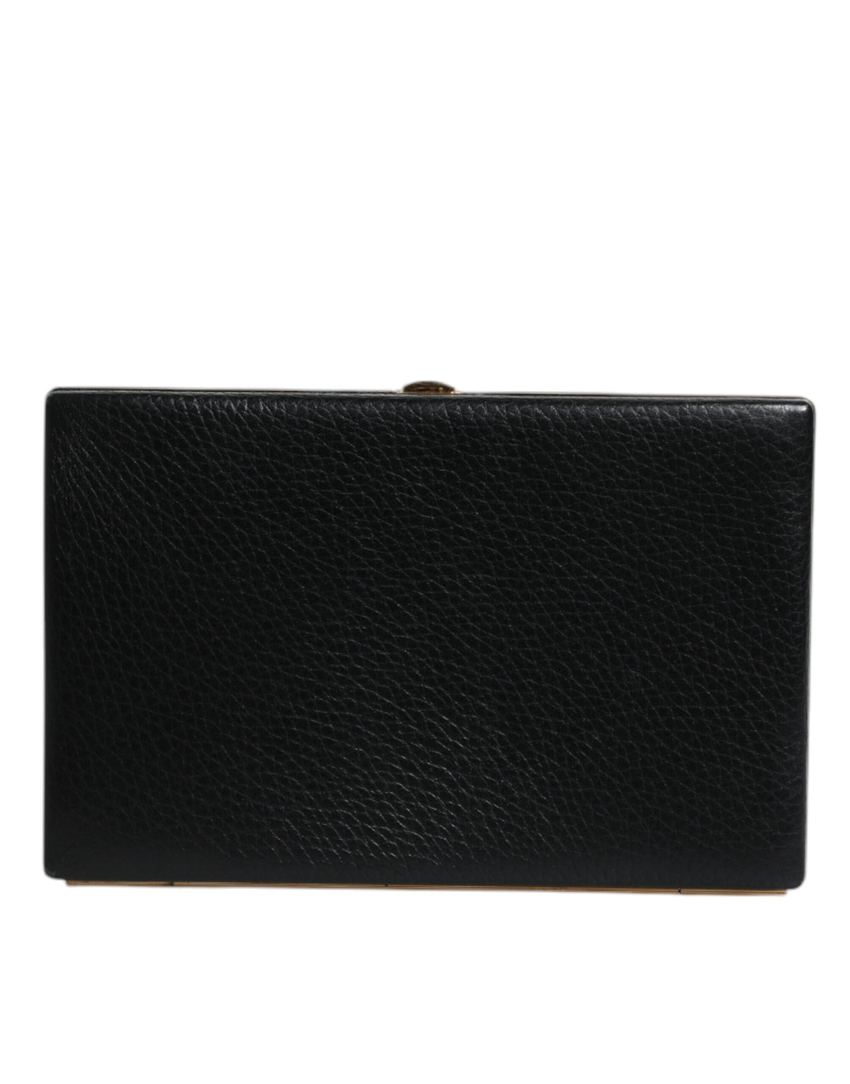 Dolce & Gabbana Black Leather Gold Frame Clutch Evening Purse
