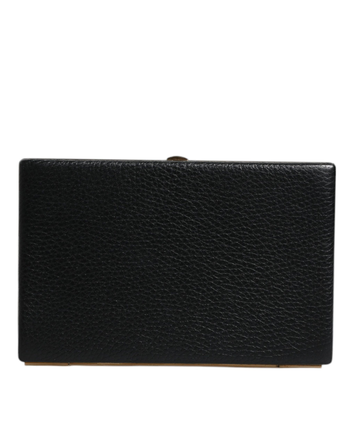 Dolce & Gabbana Black Leather Gold Frame Clutch Evening Purse