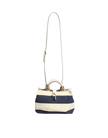 Sac fourre-tout à poignée supérieure en toile rayée blanc bleu marine Dolce & Gabbana