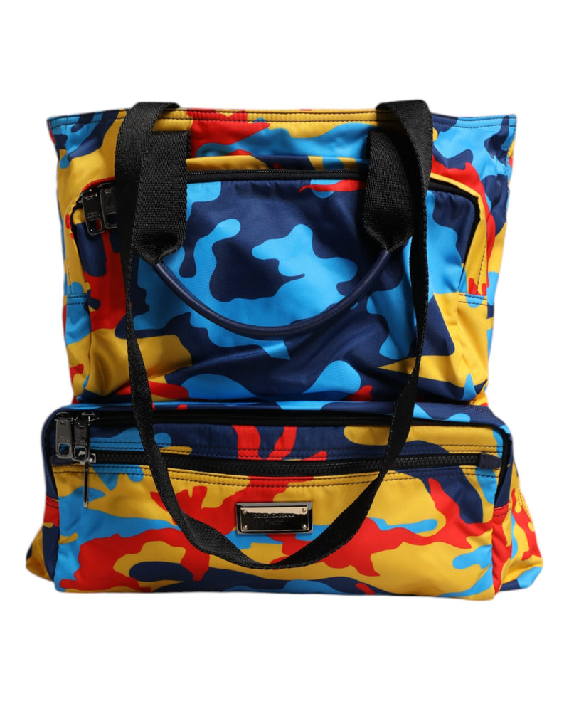 Dolce & Gabbana Sac Shopping Tote en Nylon Camouflage Multicolore