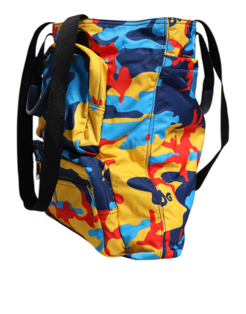 Dolce & Gabbana Sac Shopping Tote en Nylon Camouflage Multicolore