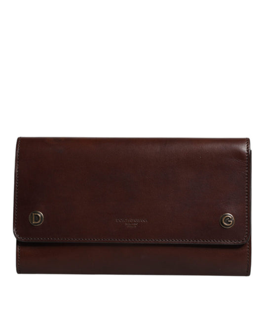 Dolce & Gabbana Sac à bandoulière en cuir marron avec logo embossé