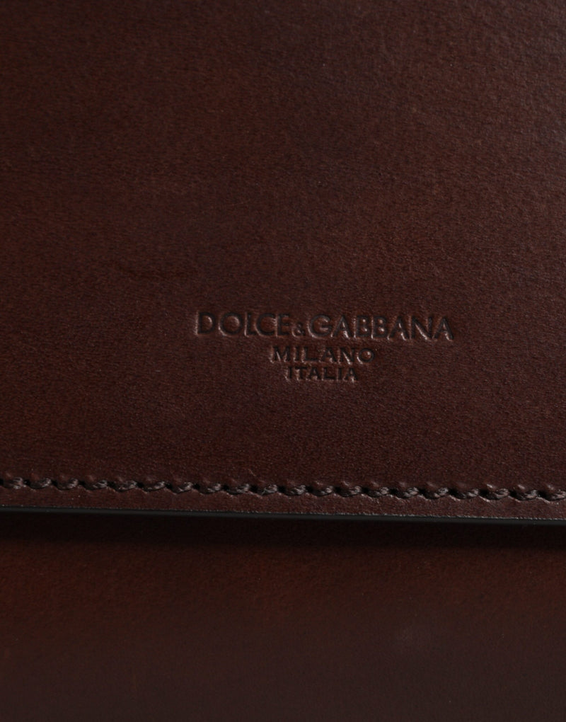 Sac à bandoulière Dolce & Gabbana en cuir marron avec logo embossé