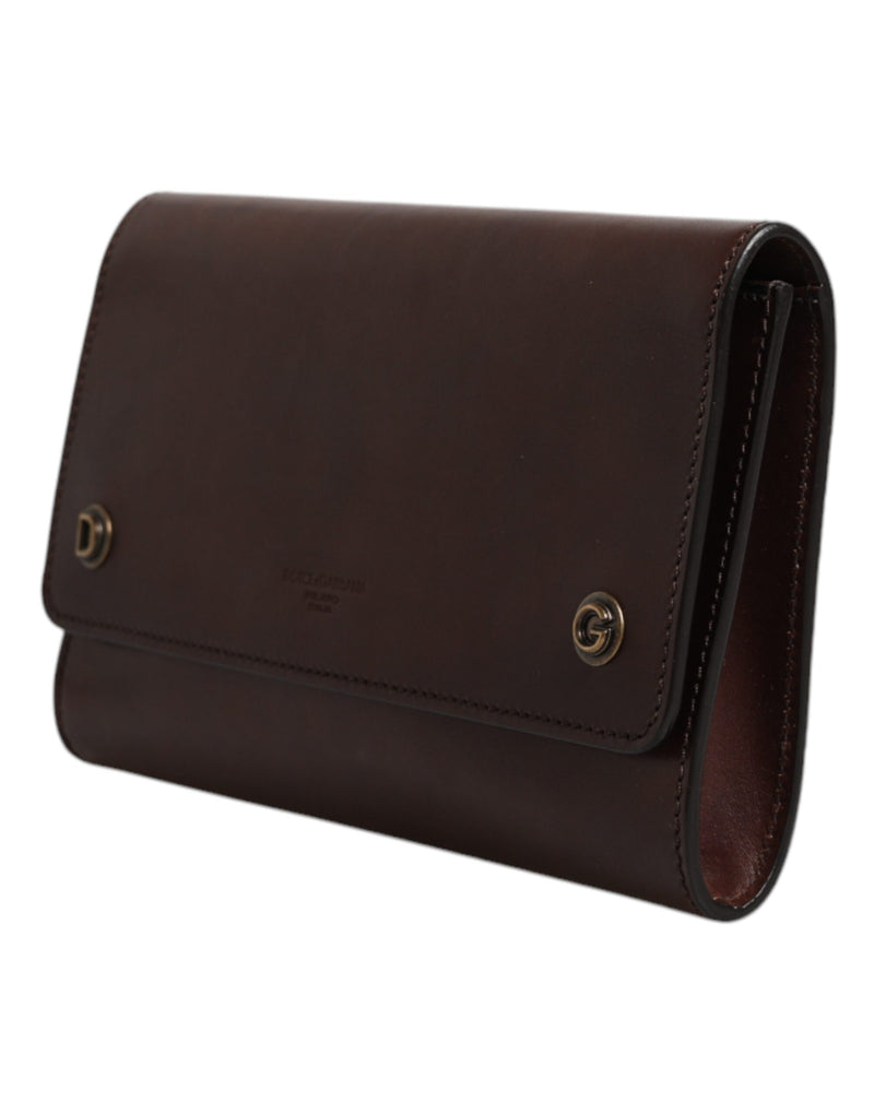 Sac à bandoulière Dolce & Gabbana en cuir marron avec logo embossé