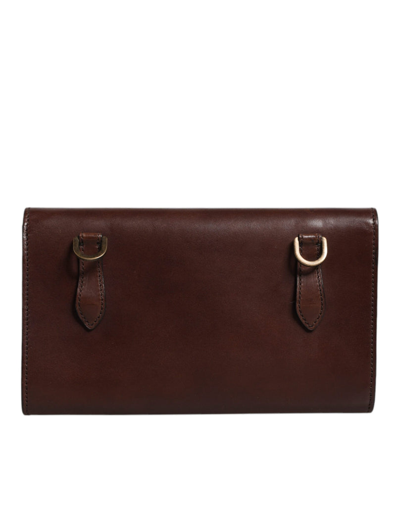 Sac à bandoulière Dolce & Gabbana en cuir marron avec logo embossé