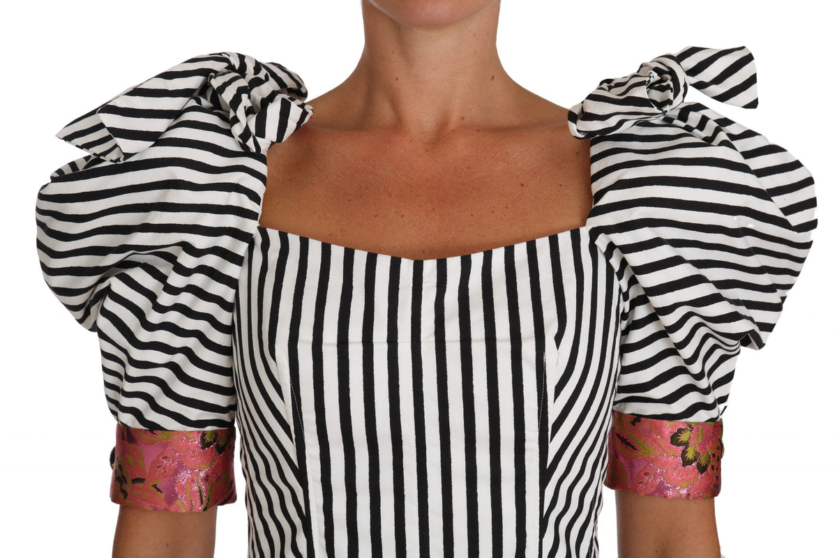 Dolce &amp; Gabbana Haut court rayé blanc et noir Chemises à manches bouffantes
