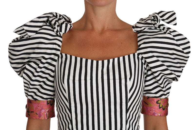 Dolce &amp; Gabbana Haut court rayé blanc et noir Chemises à manches bouffantes