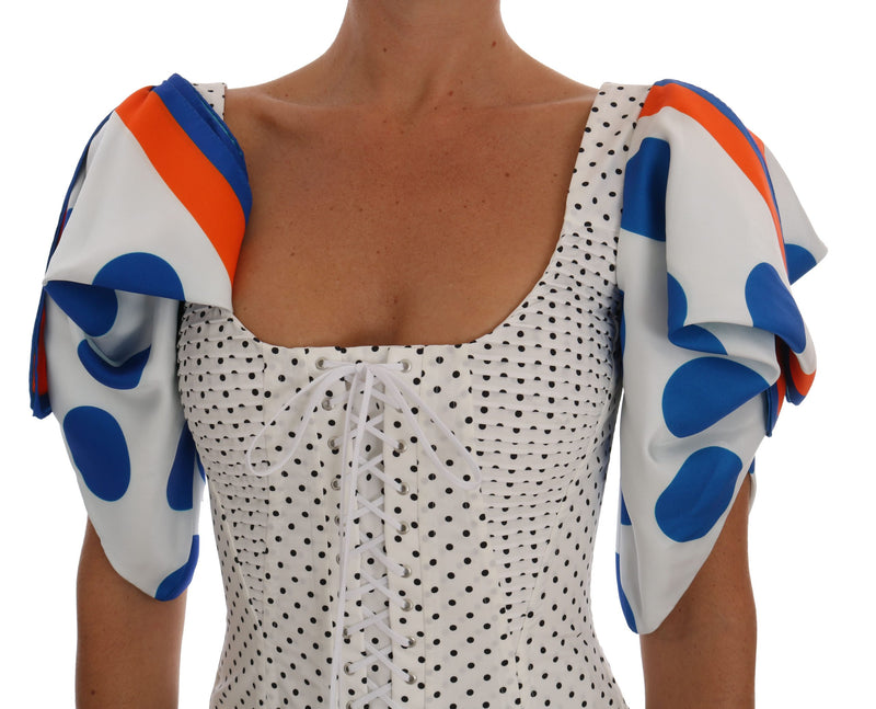Corset bustier en soie blanche à pois Dolce &amp; Gabbana