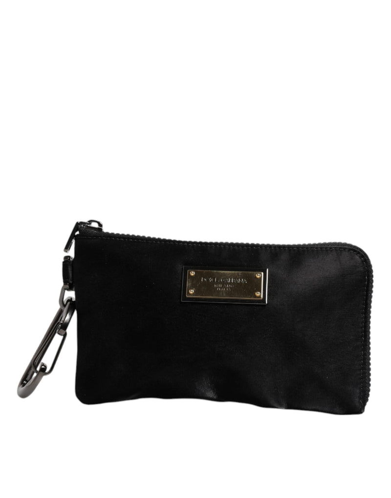 Pochette porte-clés Dolce & Gabbana en nylon noir avec logo