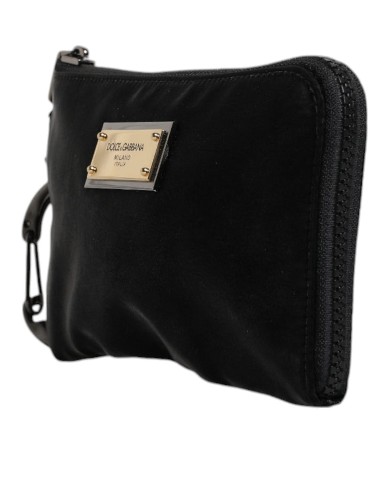 Pochette porte-clés Dolce & Gabbana en nylon noir avec logo