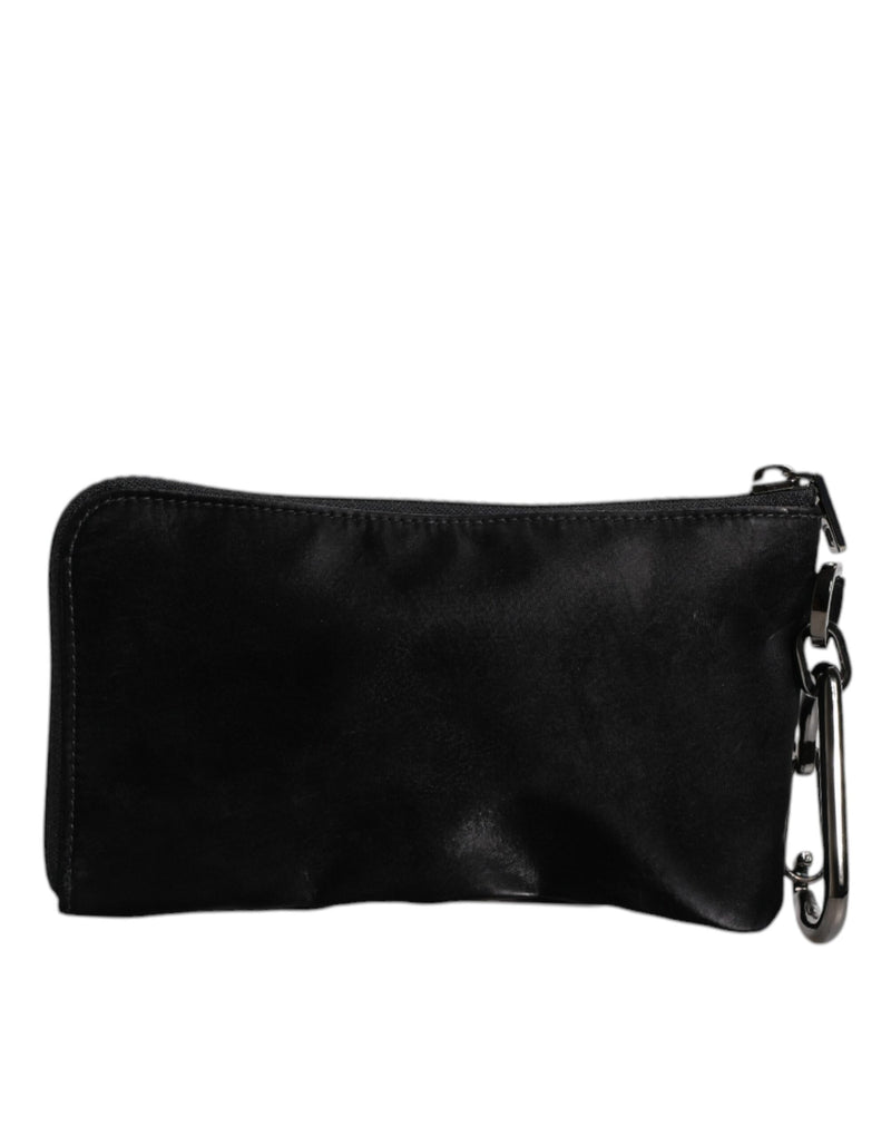 Pochette porte-clés Dolce & Gabbana en nylon noir avec logo