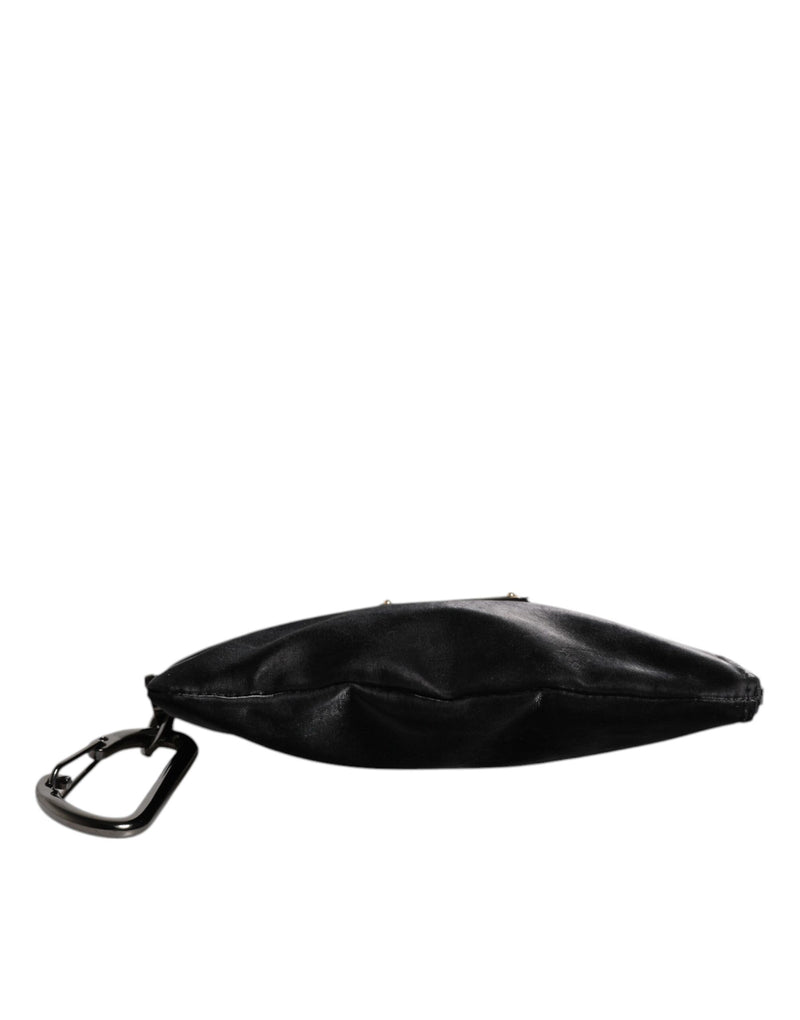 Pochette porte-clés Dolce & Gabbana en nylon noir avec logo