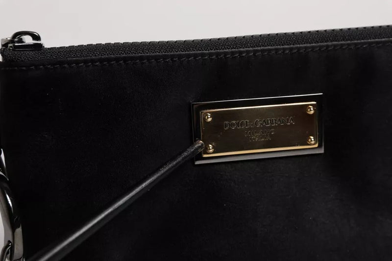 Pochette porte-clés Dolce & Gabbana en nylon noir avec logo