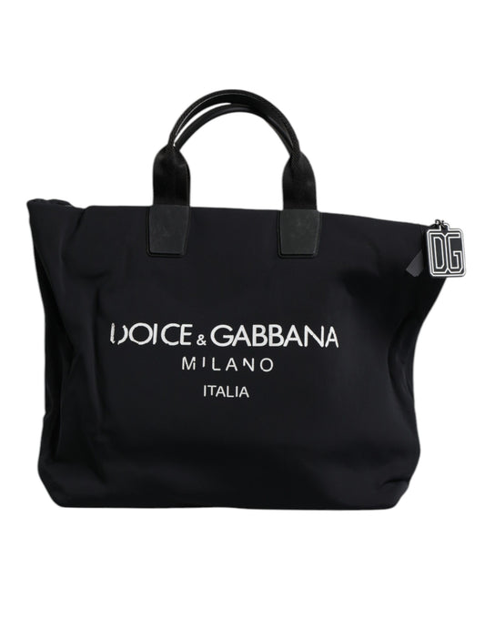 Sac à main tote femme Dolce & Gabbana en toile noire avec logo DG