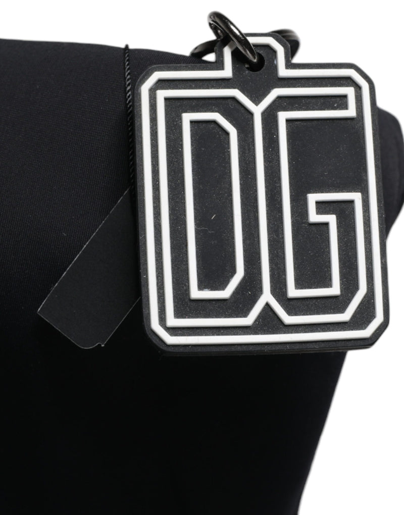 Sac à main shopping femme Dolce & Gabbana en toile noire avec logo DG