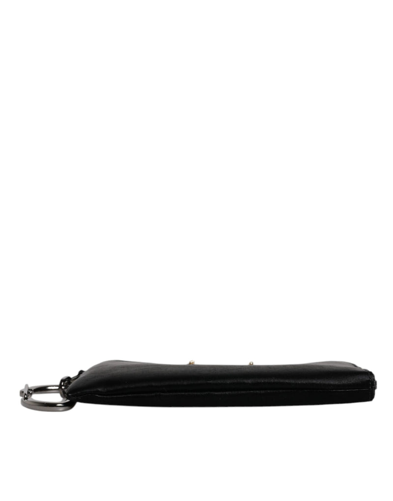 Pochette porte-clés Dolce & Gabbana en nylon noir avec logo