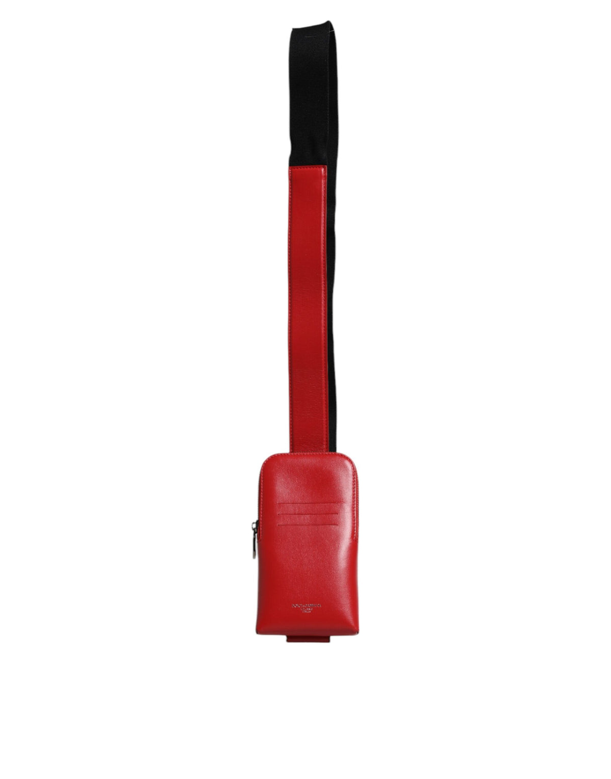 Porte-cartes zippé en cuir rouge Dolce &amp; Gabbana avec logo et large bandoulière