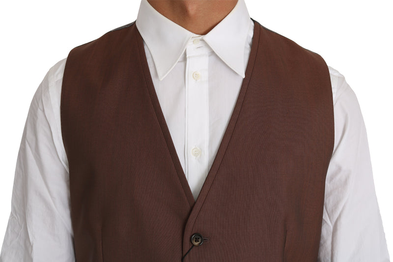 Gilet sans manches en laine et soie marron Dolce &amp; Gabbana