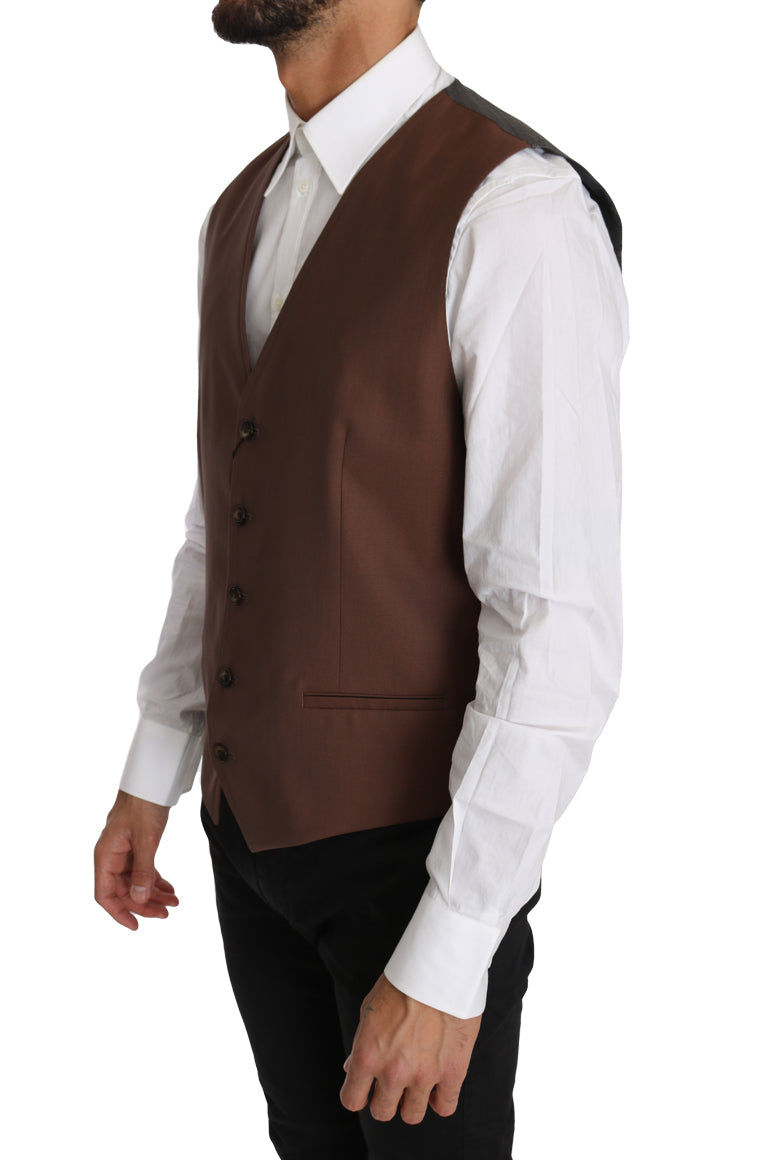 Gilet sans manches en laine et soie marron Dolce &amp; Gabbana