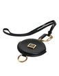 Dolce & Gabbana Zwarte Ronde Leren DG Logo Muntenportemonnee Lanyard Portemonnee