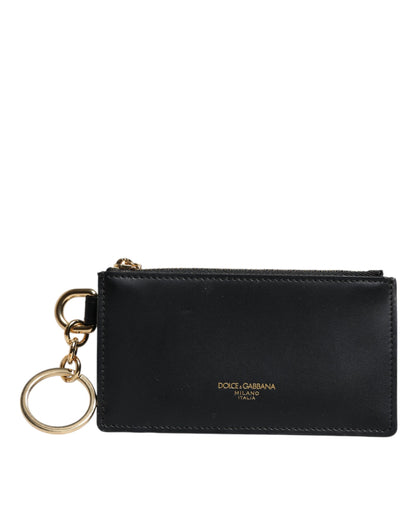 Dolce &amp; Gabbana zwarte DG-logo-kaarthouder van kalfsleer