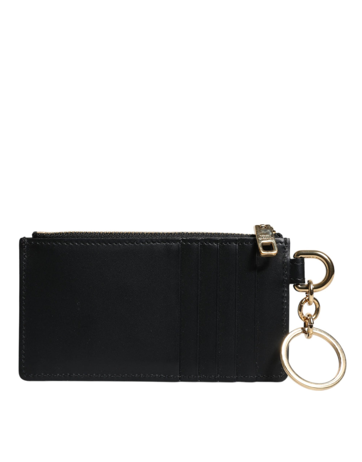 Portefeuille porte-cartes Dolce &amp; Gabbana en cuir de veau noir avec logo DG